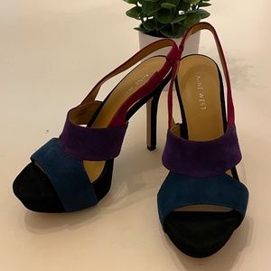Nine west multi color suede heels.